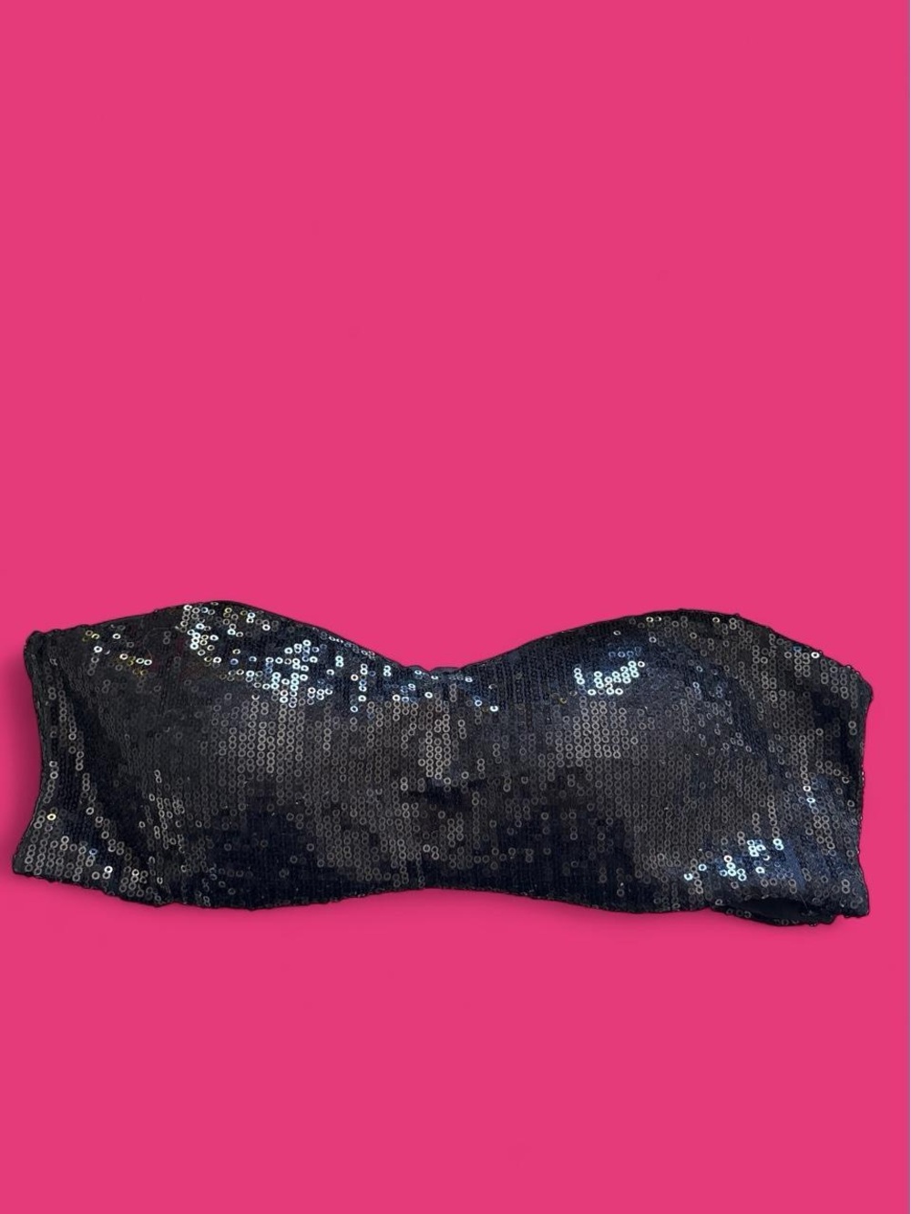 Y2K Strapless Sequin Bandeau Bra - Black